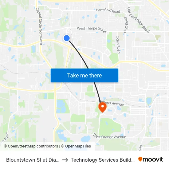 Blountstown St at Dian Rd Nb to Technology Services Building (Elbit) map