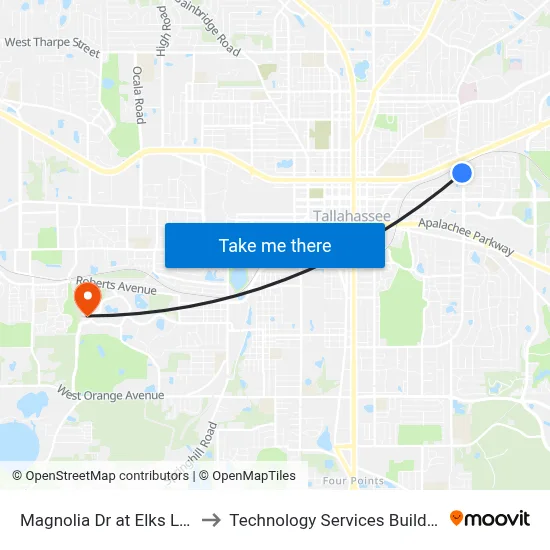 Magnolia Dr at Elks Lodge Sb to Technology Services Building (Elbit) map