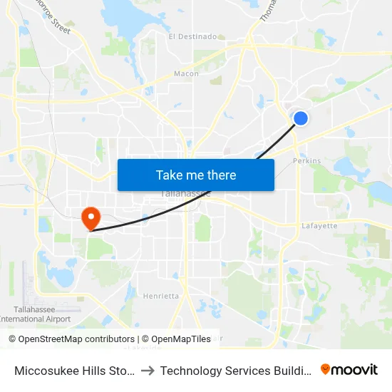 Miccosukee Hills Stop 2 Wb to Technology Services Building (Elbit) map