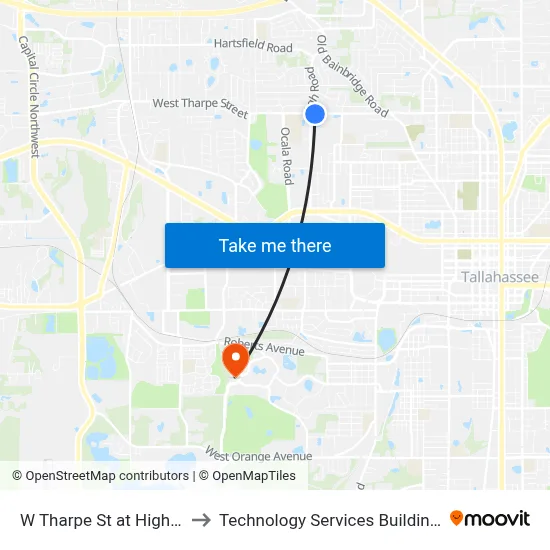 W Tharpe St at High Rd Eb to Technology Services Building (Elbit) map