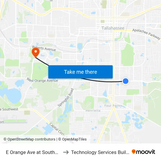 E Orange Ave at Southwood Dr Eb to Technology Services Building (Elbit) map