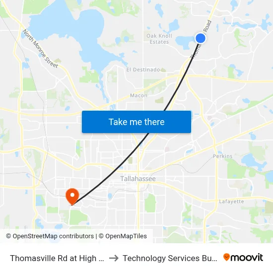 Thomasville Rd at High Grove Pl Sb to Technology Services Building (Elbit) map