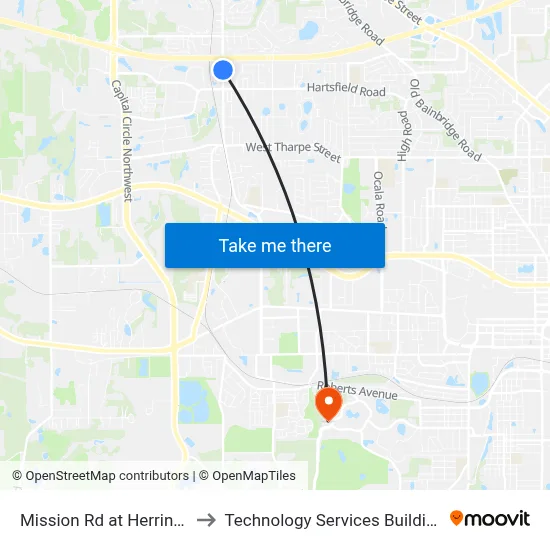 Mission Rd at Herring Dr Nb to Technology Services Building (Elbit) map