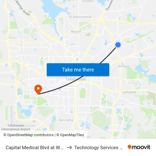 Capital Medical Blvd at Wellness Way Wb to Technology Services Building (Elbit) map