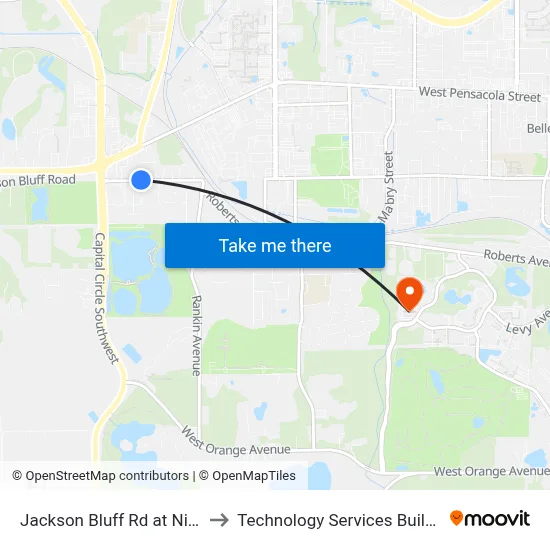 Jackson Bluff Rd at Nina Rd Wb to Technology Services Building (Elbit) map