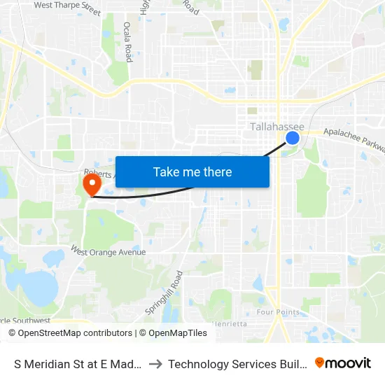 S Meridian St at E Madison St Sb to Technology Services Building (Elbit) map