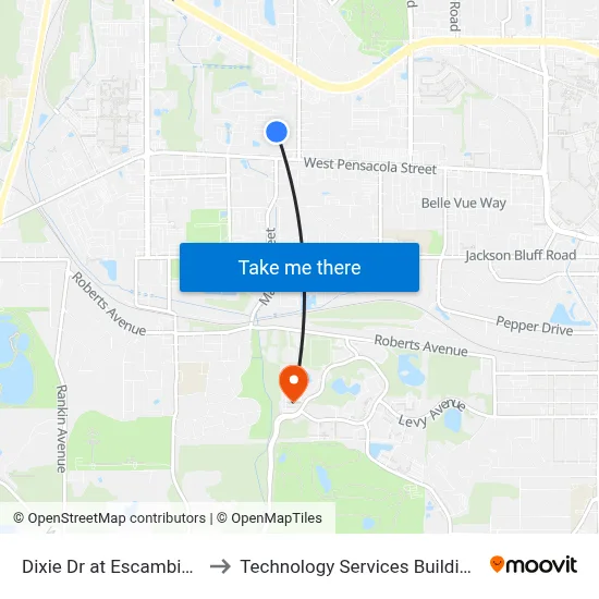 Dixie Dr at Escambia Dr Sb to Technology Services Building (Elbit) map