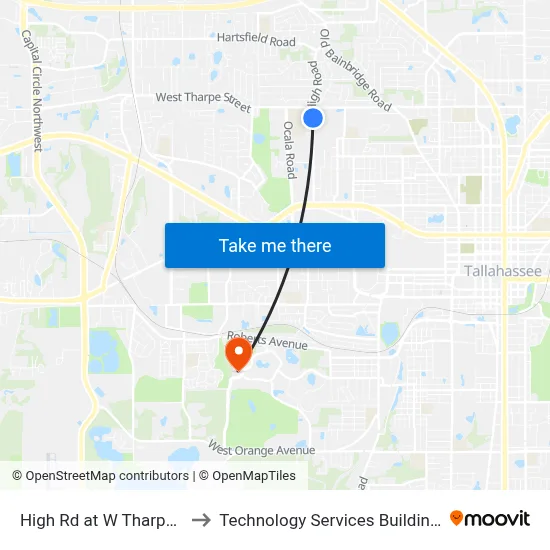 High Rd at W Tharpe St Sb to Technology Services Building (Elbit) map