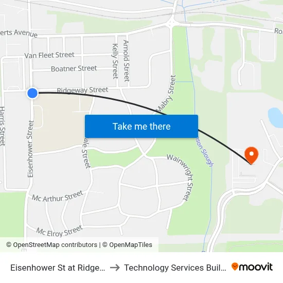 Eisenhower St at Ridgeway St Nb to Technology Services Building (Elbit) map