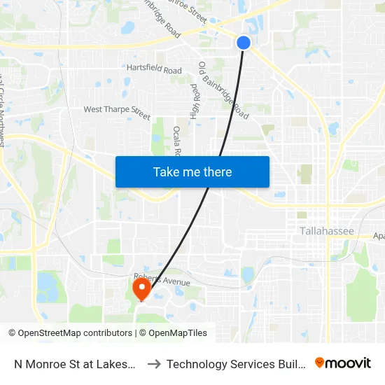 N Monroe St at Lakeshore Dr Sb to Technology Services Building (Elbit) map