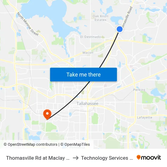 Thomasville Rd at Maclay Commerce Dr Sb to Technology Services Building (Elbit) map