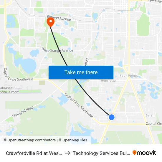Crawfordville Rd at Westway Rd Nb to Technology Services Building (Elbit) map