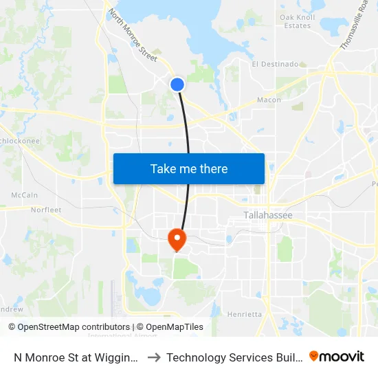 N Monroe St at Wiggington Rd Sb to Technology Services Building (Elbit) map