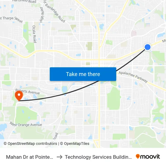 Mahan Dr at Pointe Ct Eb to Technology Services Building (Elbit) map
