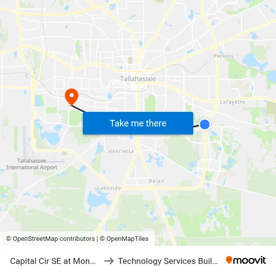 Capital Cir SE at Monday Rd Sb to Technology Services Building (Elbit) map