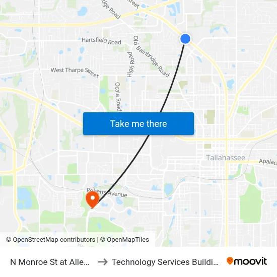 N Monroe St at Allen Rd Sb to Technology Services Building (Elbit) map