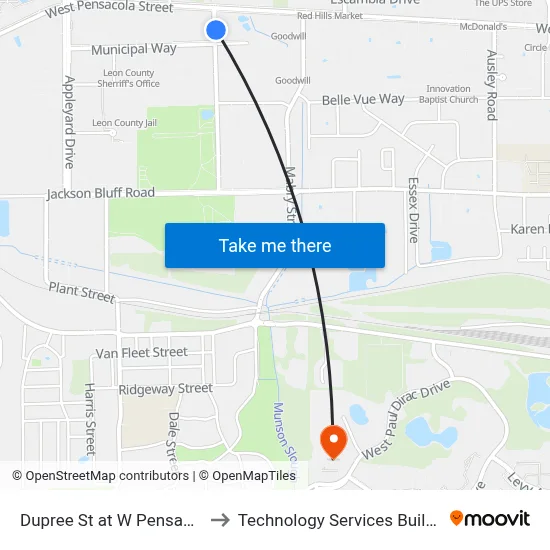Dupree St at W Pensacola St Nb to Technology Services Building (Elbit) map