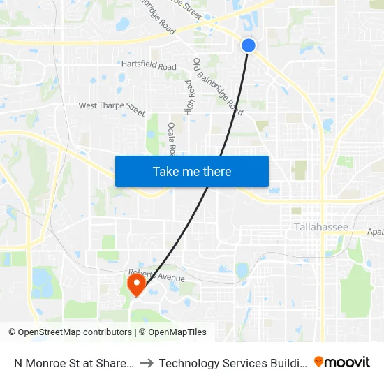 N Monroe St at Sharer Rd Nb to Technology Services Building (Elbit) map