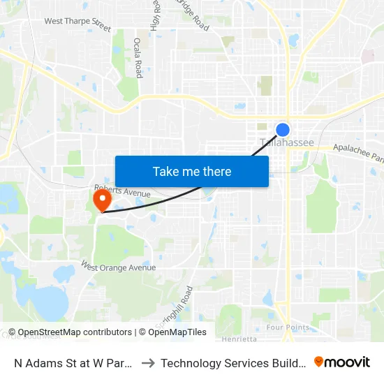 N Adams St at W Park Ave Sb to Technology Services Building (Elbit) map