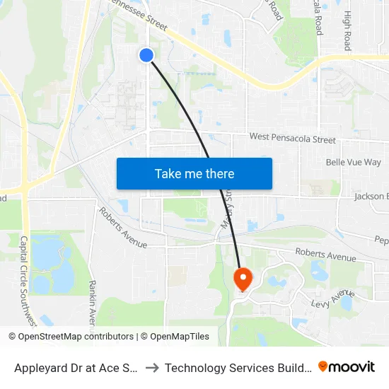 Appleyard Dr at Ace School Sb to Technology Services Building (Elbit) map