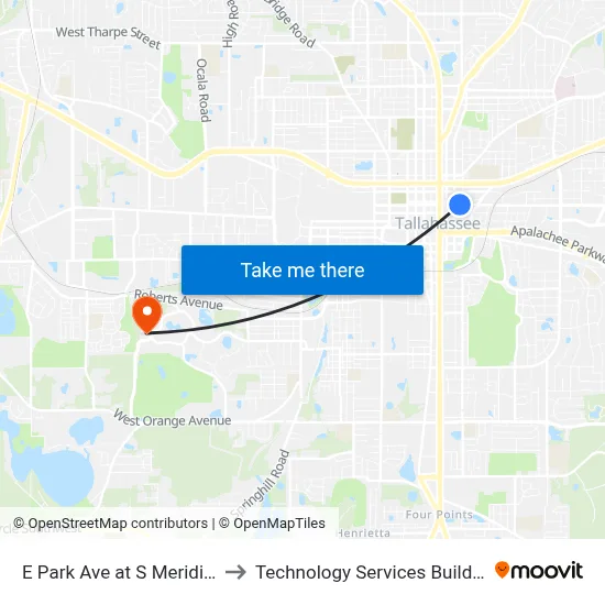 E Park Ave at S Meridian St Eb to Technology Services Building (Elbit) map