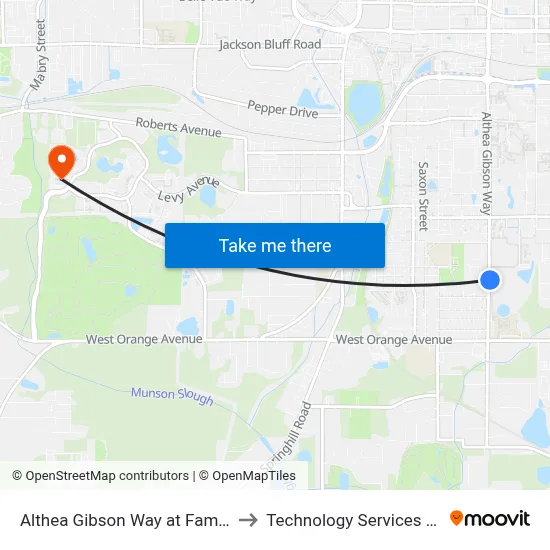 Althea Gibson Way at Famu Police Dept Nb to Technology Services Building (Elbit) map