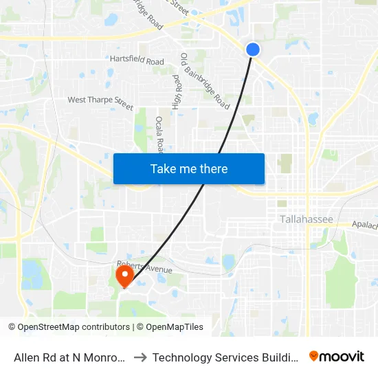 Allen Rd at N Monroe St Sb to Technology Services Building (Elbit) map