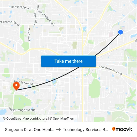 Surgeons Dr at One Healing Place Nb to Technology Services Building (Elbit) map