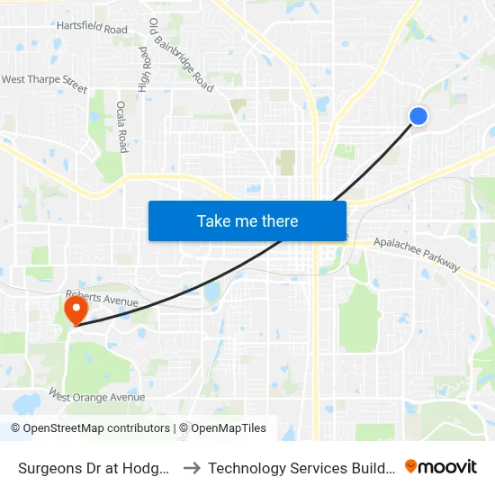 Surgeons Dr at Hodges Dr Wb to Technology Services Building (Elbit) map