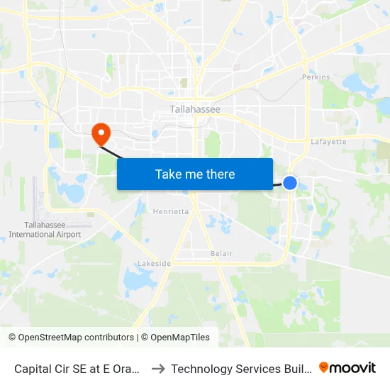 Capital Cir SE at E Orange Ave Sb to Technology Services Building (Elbit) map