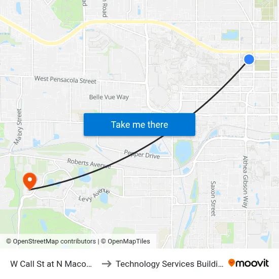 W Call St at N Macomb St Eb to Technology Services Building (Elbit) map