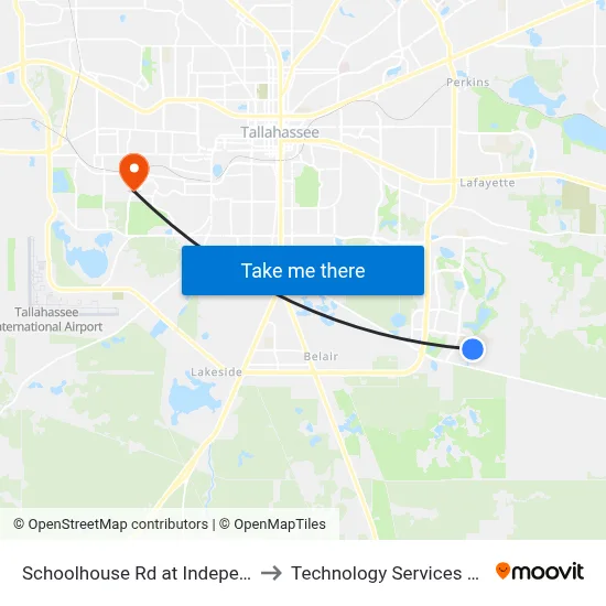 Schoolhouse Rd at Independence Landing to Technology Services Building (Elbit) map