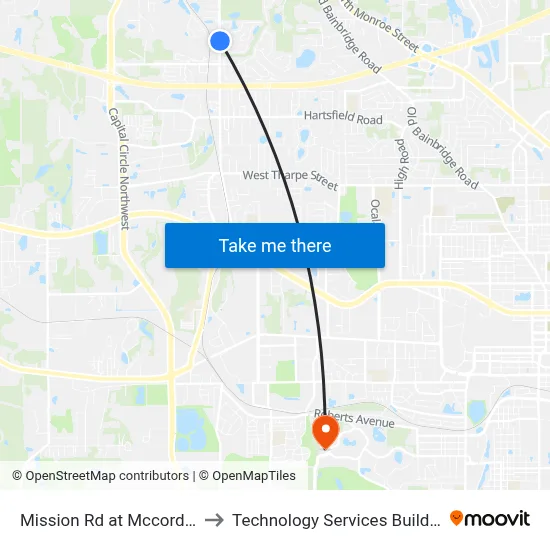 Mission Rd at Mccord Blvd Nb to Technology Services Building (Elbit) map