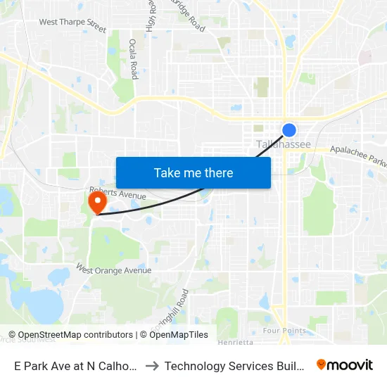 E Park Ave at N Calhoun St Wb to Technology Services Building (Elbit) map