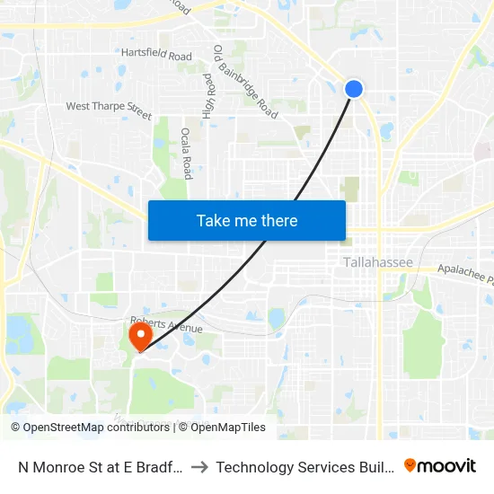 N Monroe St at E Bradford Rd Nb to Technology Services Building (Elbit) map