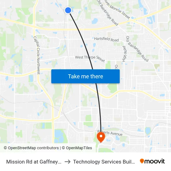 Mission Rd at Gaffney Loop Nb to Technology Services Building (Elbit) map
