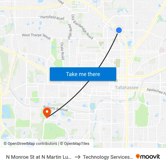 N Monroe St at N Martin Luther King Jr Blvd Sb to Technology Services Building (Elbit) map