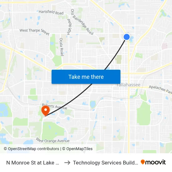 N Monroe St at Lake Ella Dr Sb to Technology Services Building (Elbit) map