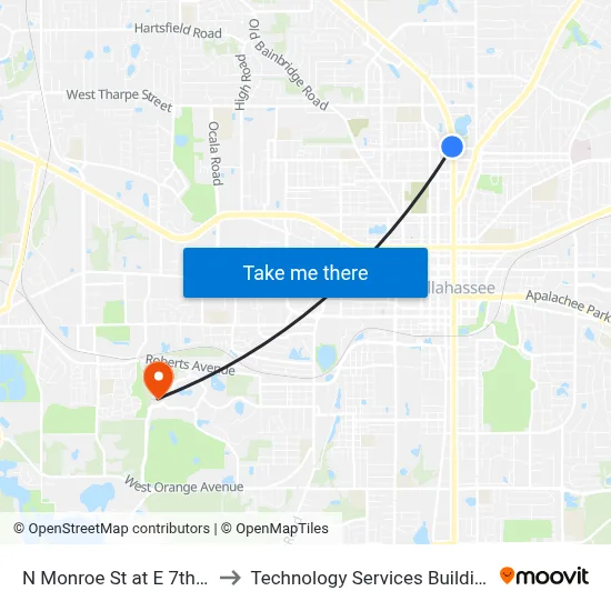N Monroe St at E 7th Ave Sb to Technology Services Building (Elbit) map