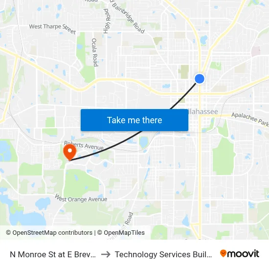N Monroe St at E Brevard St Sb to Technology Services Building (Elbit) map