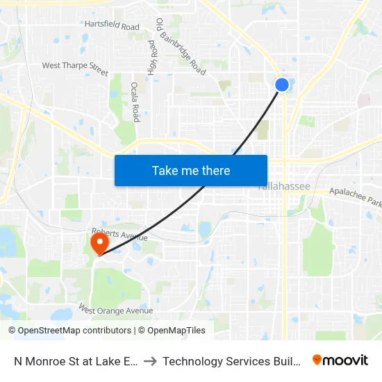 N Monroe St at Lake Ella Dr Nb to Technology Services Building (Elbit) map