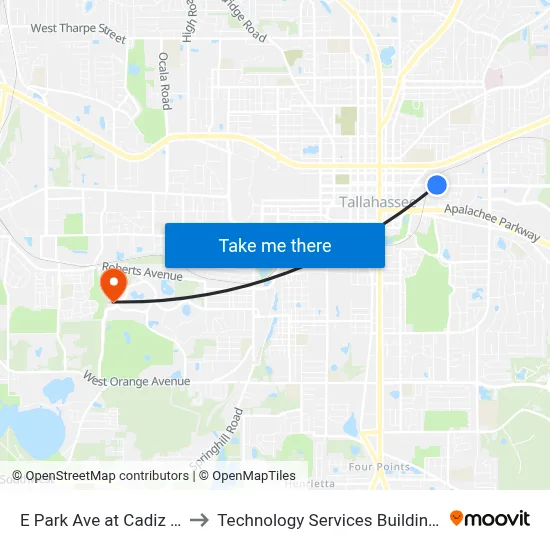 E Park Ave at Cadiz St Wb to Technology Services Building (Elbit) map