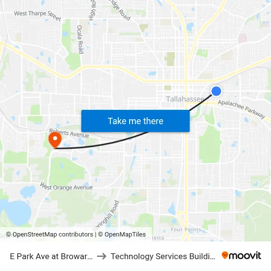 E Park Ave at Broward St Eb to Technology Services Building (Elbit) map