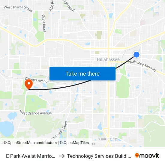 E Park Ave at Marriott Dr Eb to Technology Services Building (Elbit) map