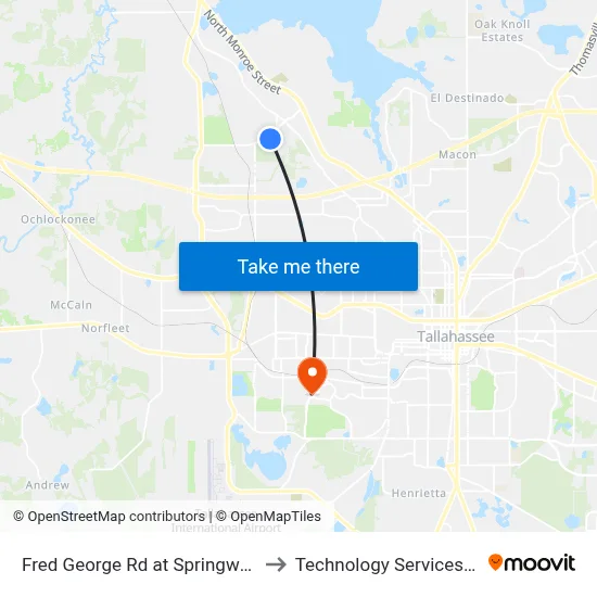 Fred George Rd at Springwood Elementary Sb to Technology Services Building (Elbit) map