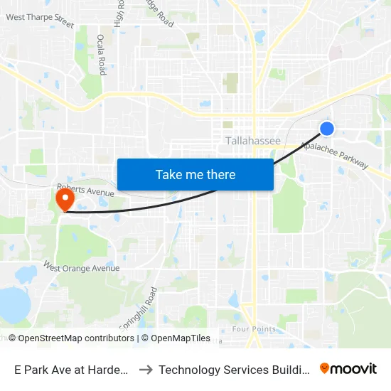 E Park Ave at Hardee St Wb to Technology Services Building (Elbit) map