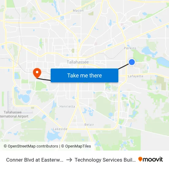 Conner Blvd at Easterwood Dr Wb to Technology Services Building (Elbit) map