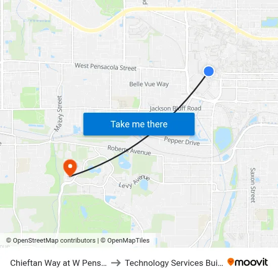 Chieftan Way at W Pensacola St Sb to Technology Services Building (Elbit) map