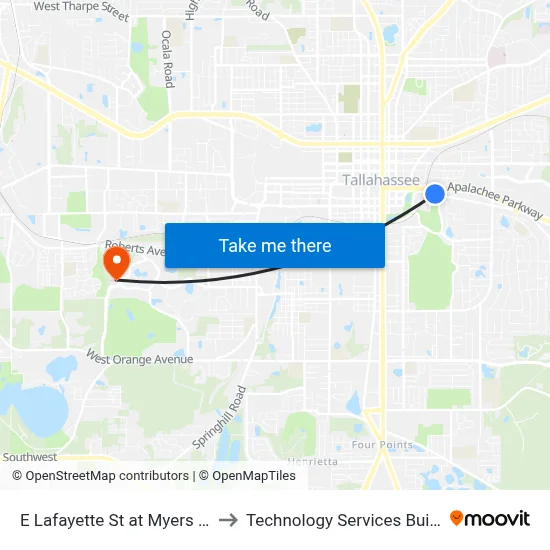 E Lafayette St at Myers Park Dr Wb to Technology Services Building (Elbit) map