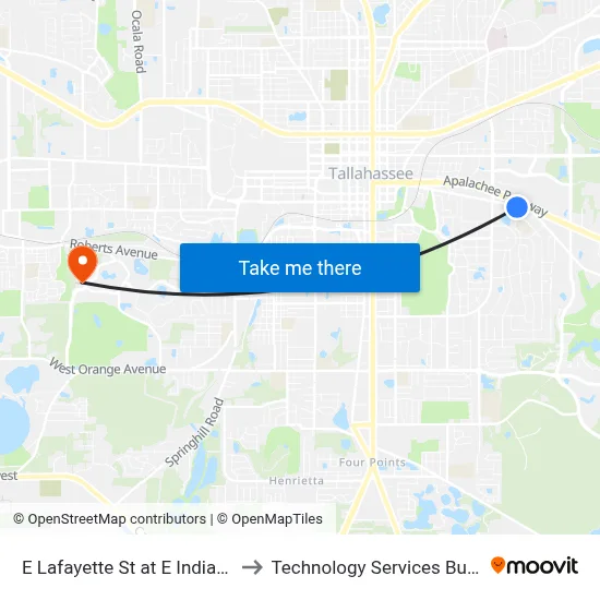 E Lafayette St at E Indianhead Dr Eb to Technology Services Building (Elbit) map